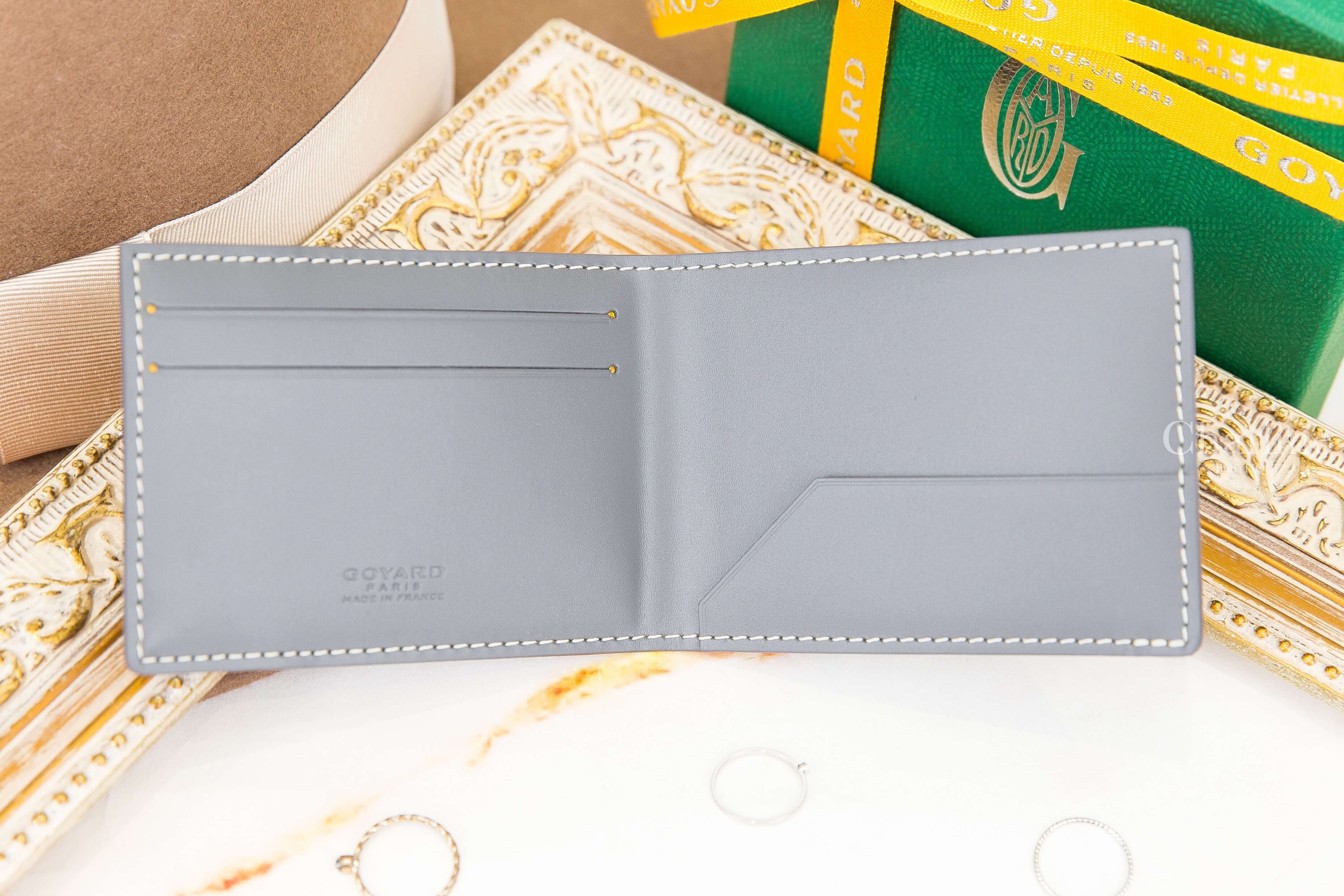 Goyard Insert Victoire Card Wallet 灰色帆布小牛皮拼黃色夾層內裡卡夾-Charline Boutique 精品代購