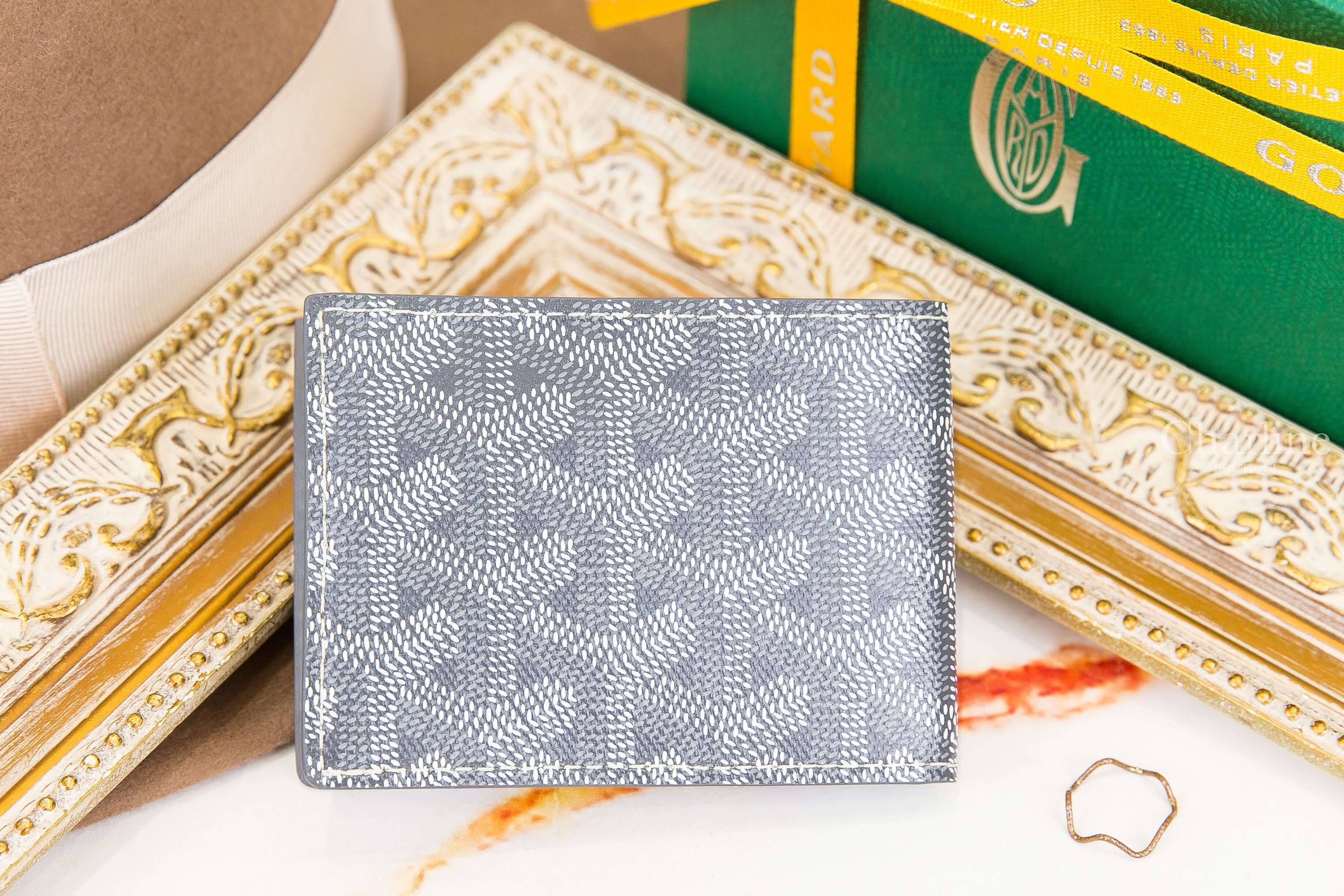 Goyard Insert Victoire Card Wallet 灰色帆布小牛皮拼黃色夾層內裡卡夾-Charline Boutique 精品代購