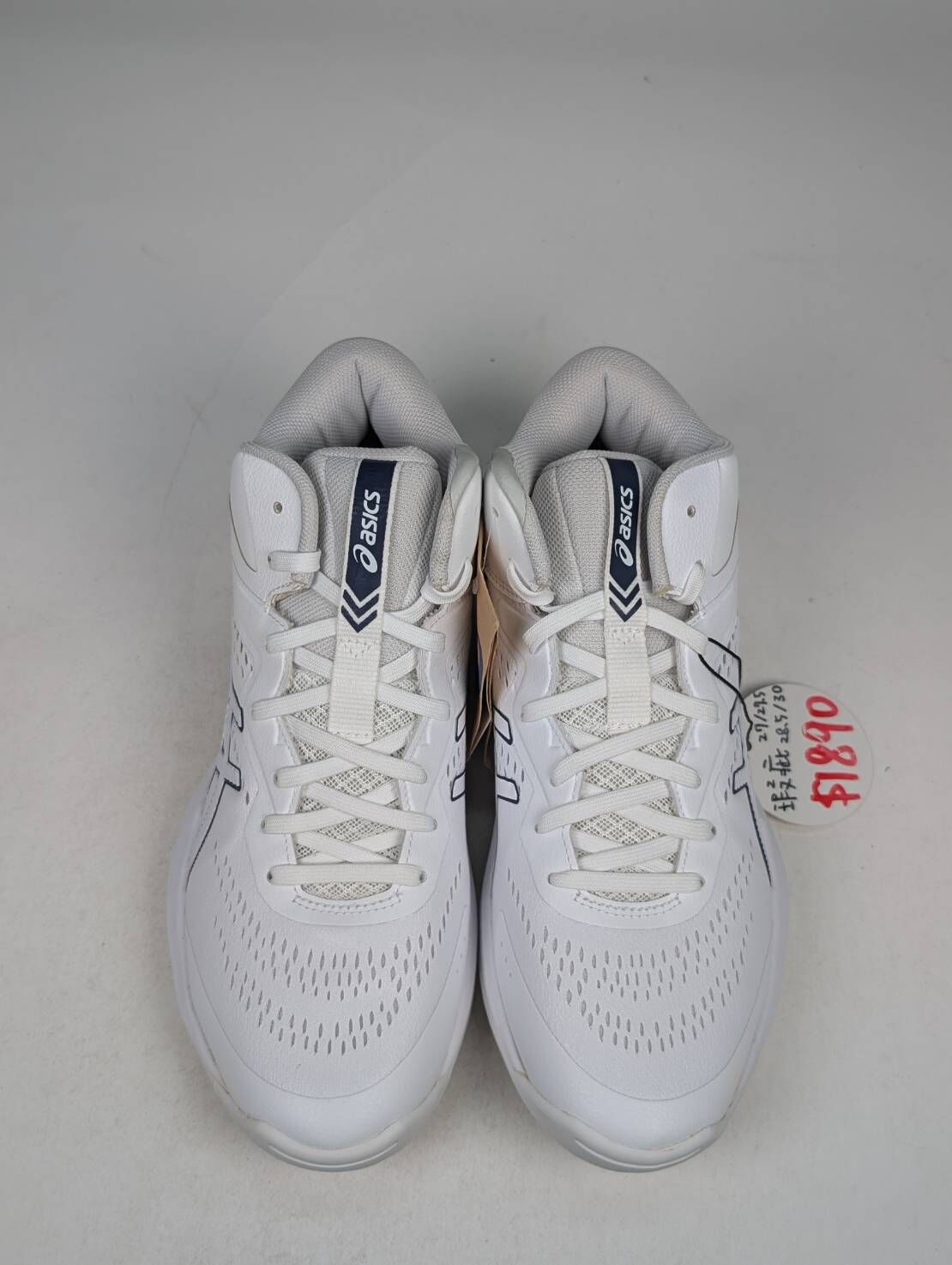 微瑕疵-左右腳中底泛黃外側鞋面色差 1063A063-102 27CM ASICS GELHOOP V15 籃球鞋 白藍 男