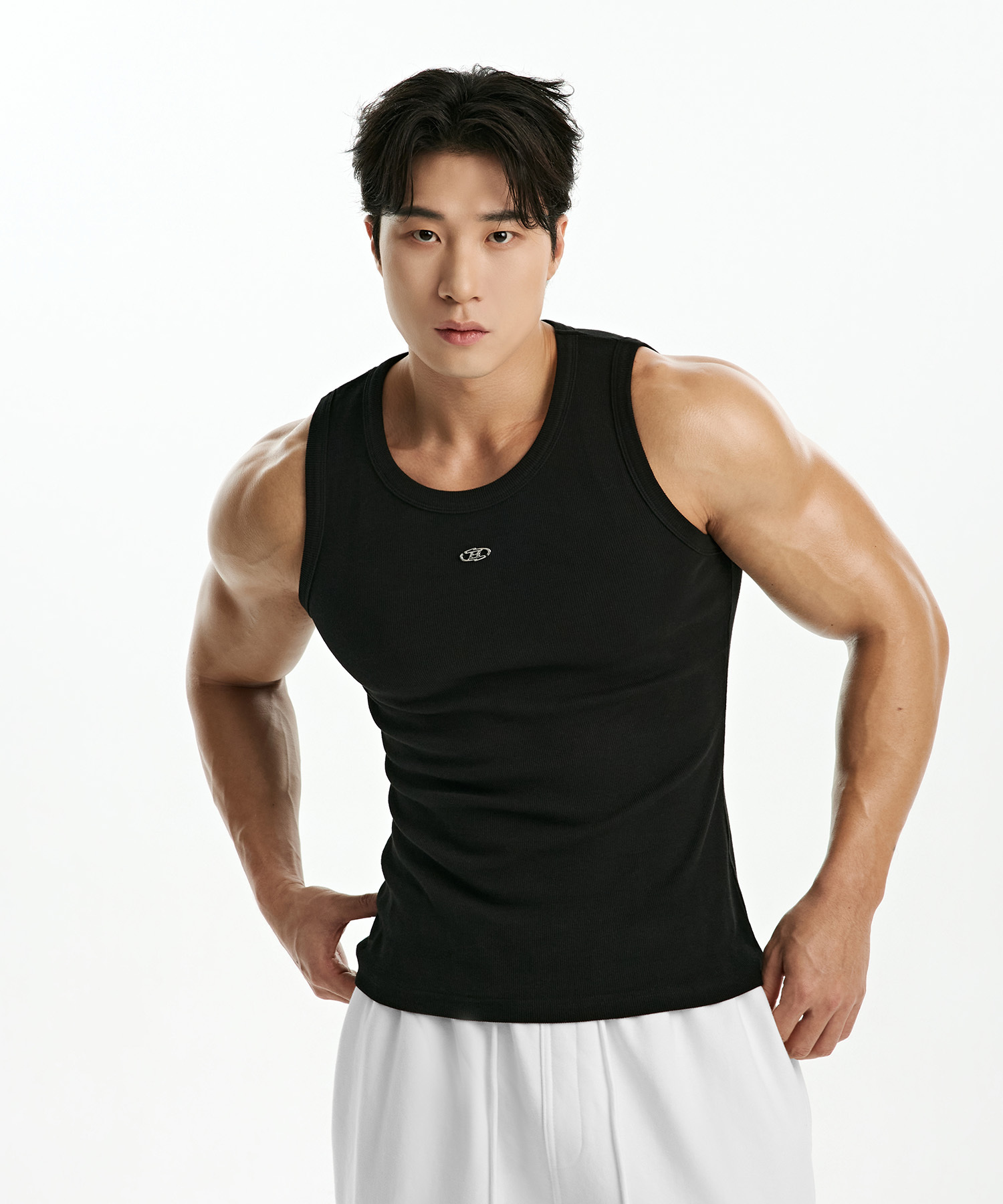 B PENDANT RIBBED SLEEVELESS (小LOGO銀標)