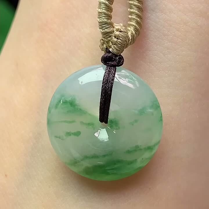 翡翠冰種飄花平安扣 (19.2mm直徑),天然翡翠A玉, 緬甸玉, Jade, Jadeite