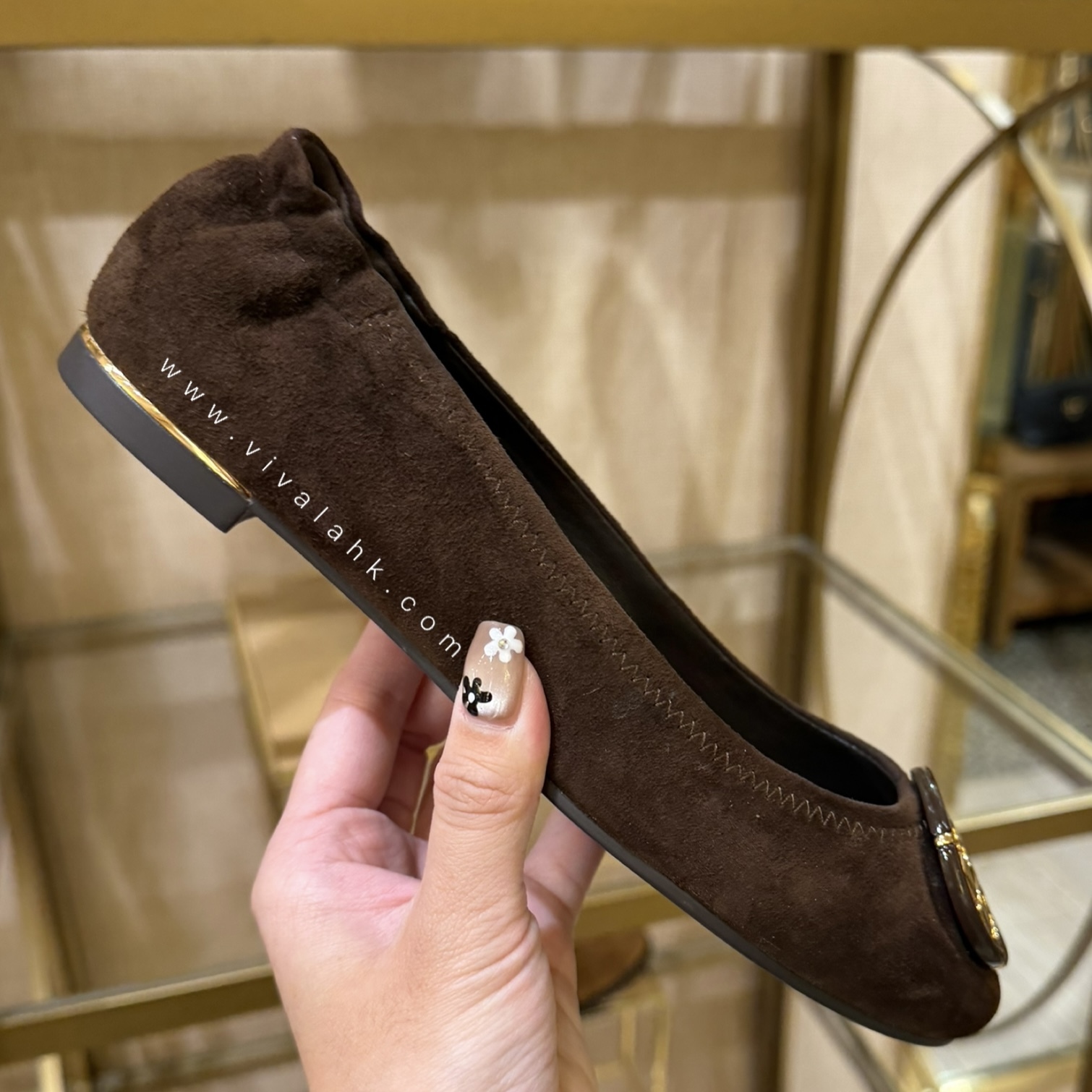 Tory Burch - Multi Logo 芭蕾平底鞋 (麂皮) (170364)