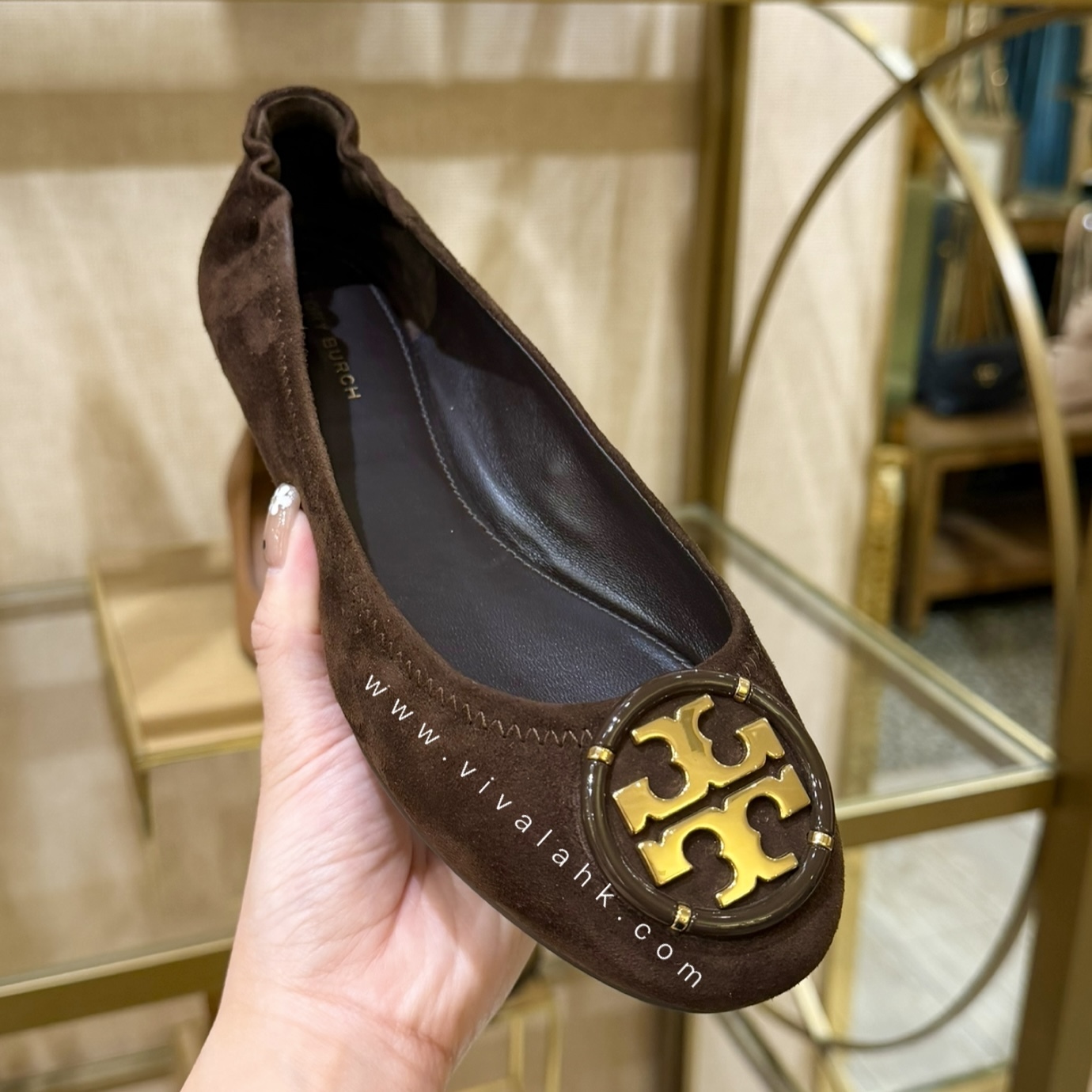 Tory Burch - Multi Logo 芭蕾平底鞋 (麂皮) (170364)
