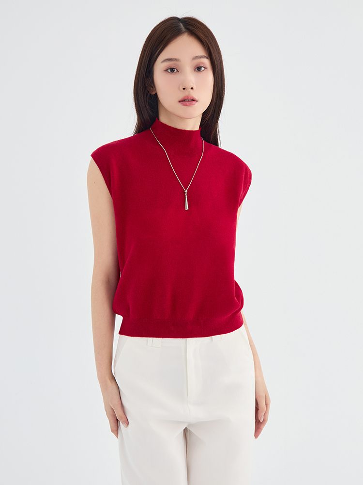 輕柔無袖針織上衣（100%羊毛）