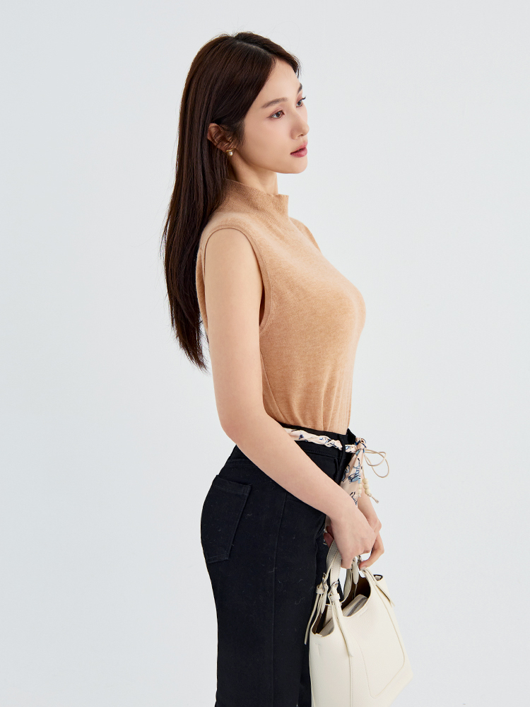 輕柔無袖針織上衣（100%羊毛）