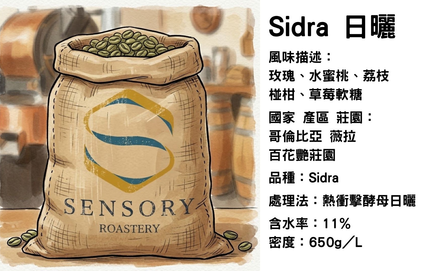 Sidra日曬｜哥倫比亞｜熱衝擊酵母日曬處理｜Sidra