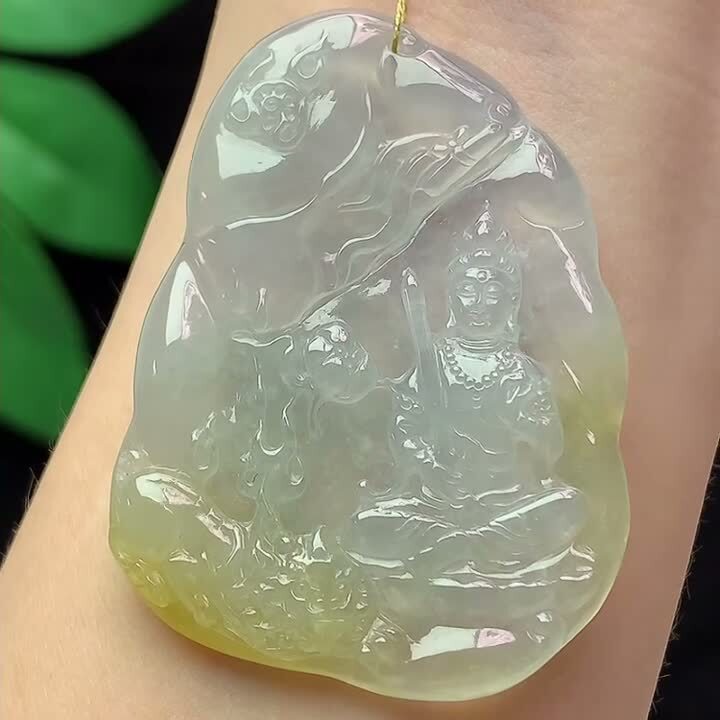 翡翠黃翡文殊菩薩,天然翡翠A玉, 緬甸玉, Jade, Jadeite