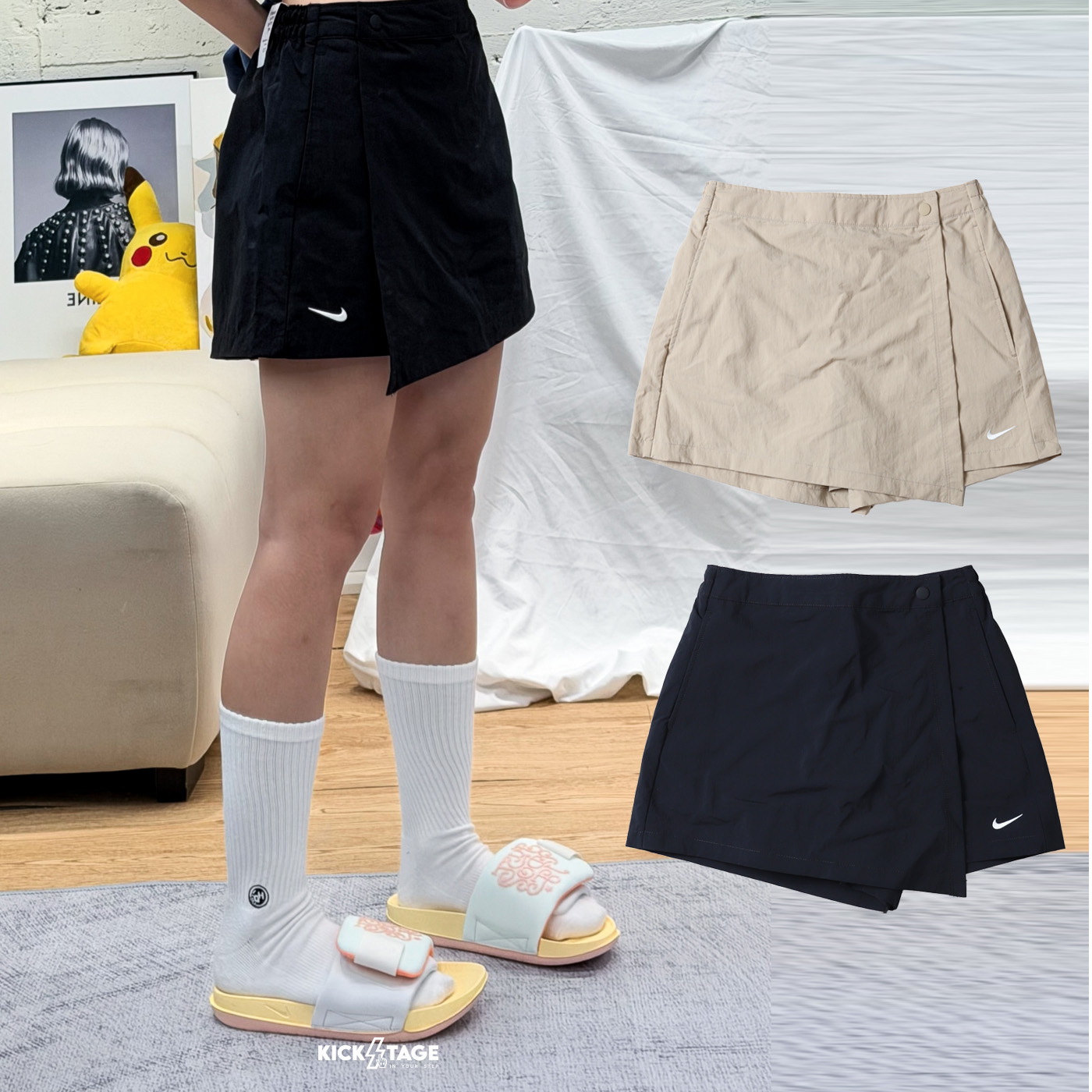 女款 NIKE W NSW SKORT 黑色 卡其 中腰 刺繡LOGO 運動 休閒 短褲 褲裙【IR1649】NKTF