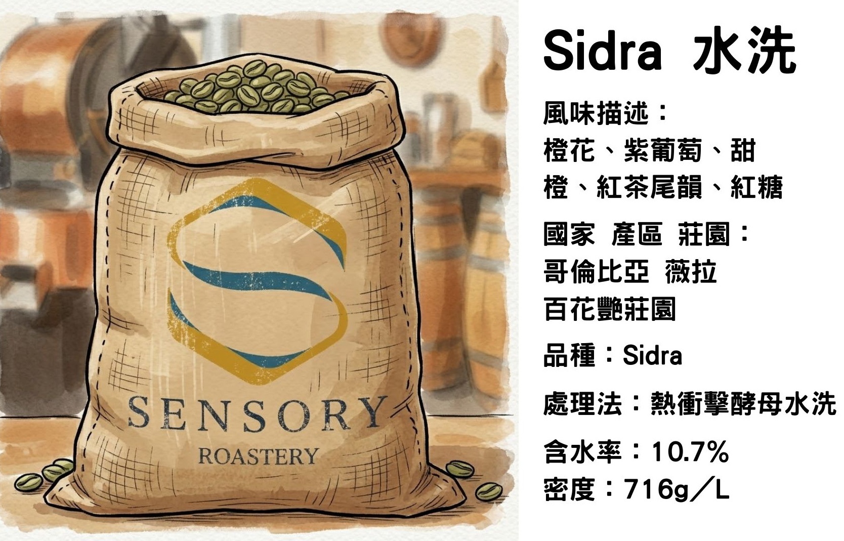 Sidra水洗｜哥倫比亞｜熱衝擊酵母水洗處理｜Sidra