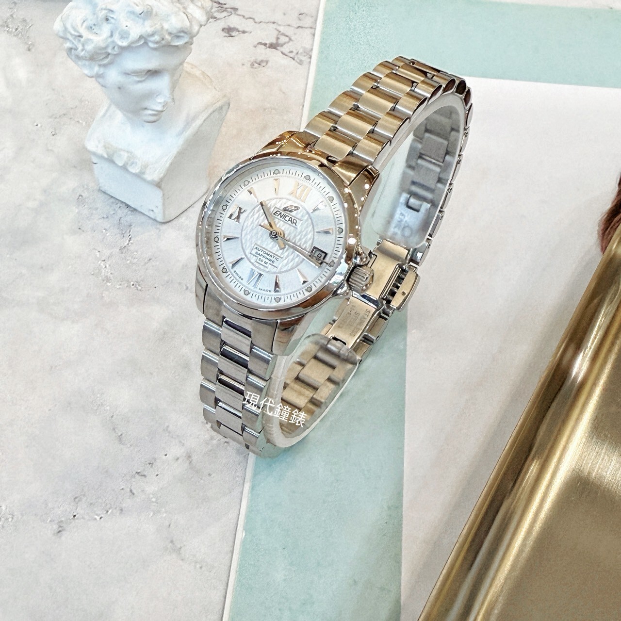 【ENICAR英納格】藍牌系列Ultrasonic自動機械女錶771/50/338AA (22mm) 現代鐘錶