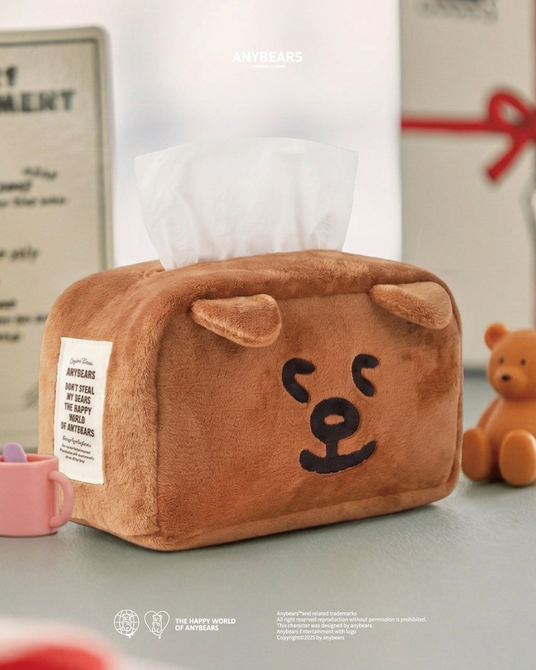 ANYBEARS® 刺繡絨毛熊 衛生紙套