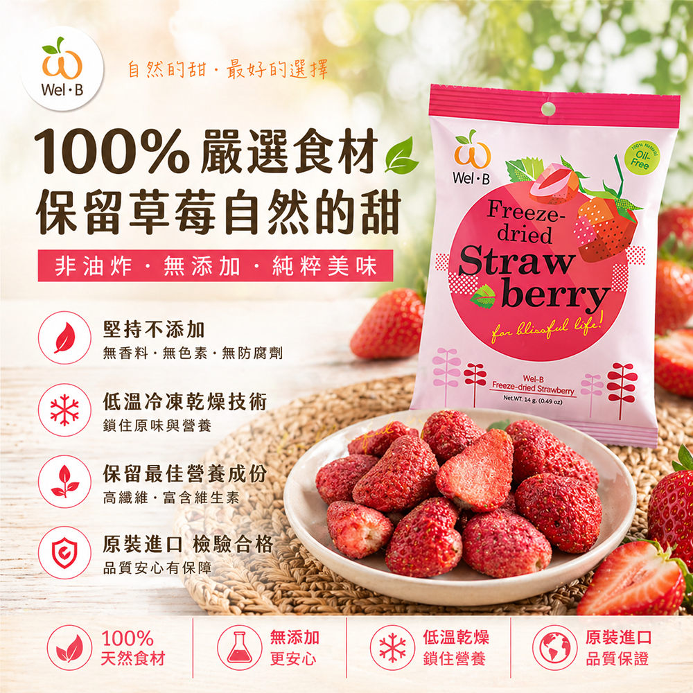 台灣現貨Wel-B泰國天然零添加無油凍乾水果乾-蘋果 正品公司貨