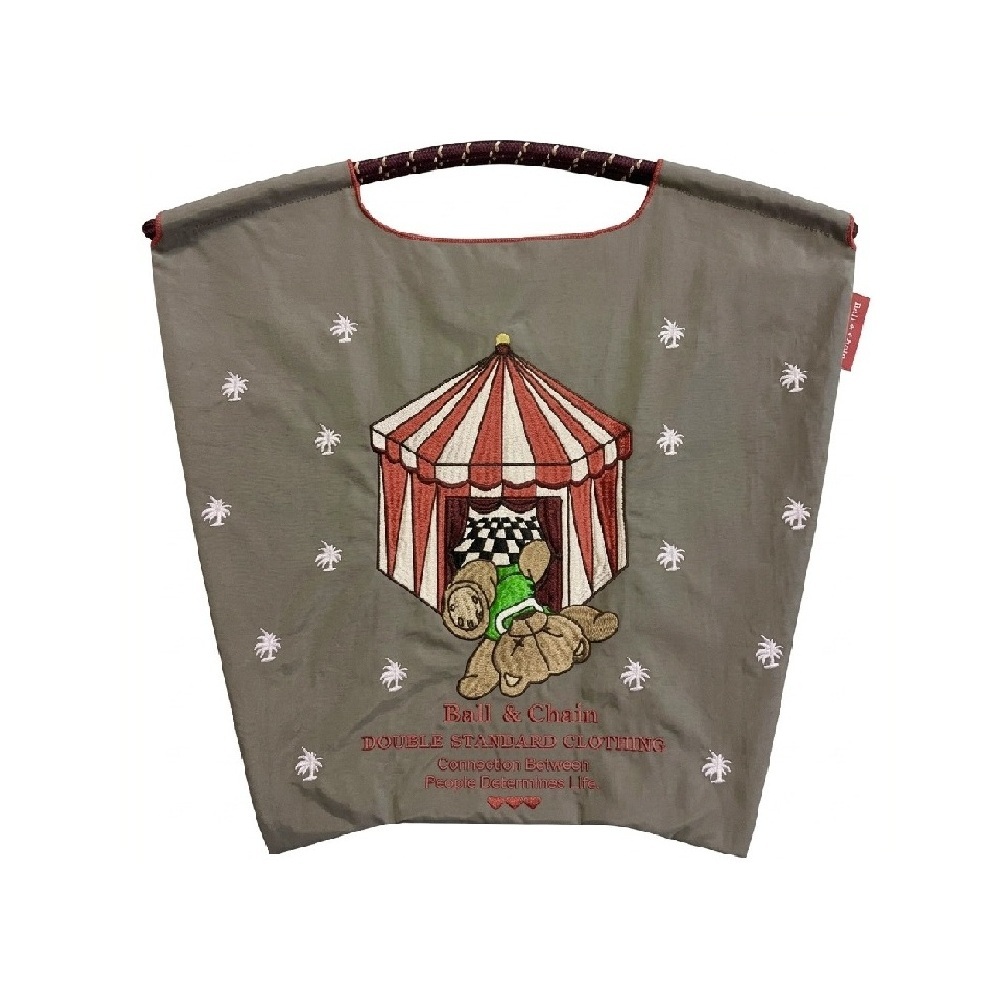 Ball＆Chain 刺繡環保購物袋 M號 - 灰 (040000926185)