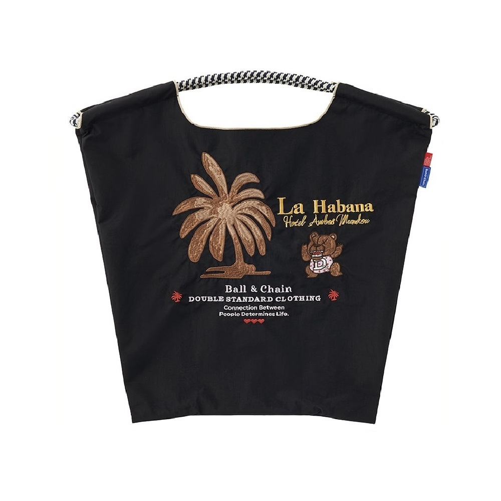Ball＆Chain 刺繡環保購物袋 M號 - 黑 (040000826101)