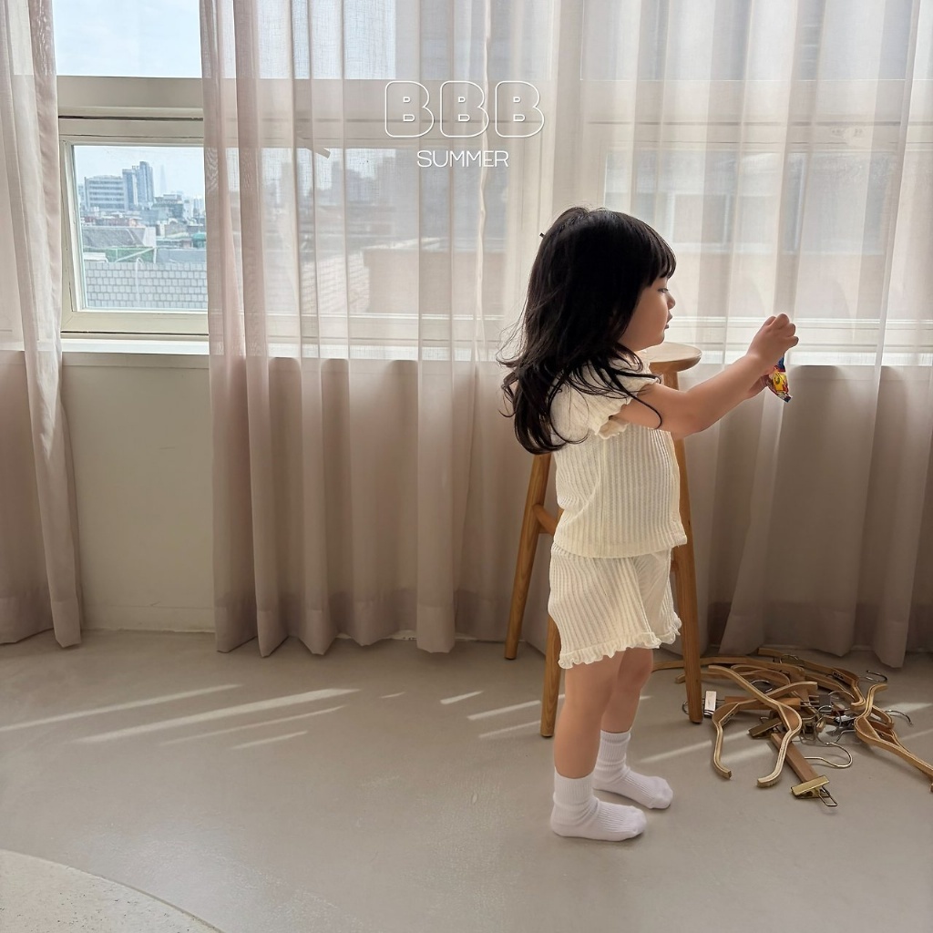 正韓夏bella_bambina 兩色直抗條花邊短褲