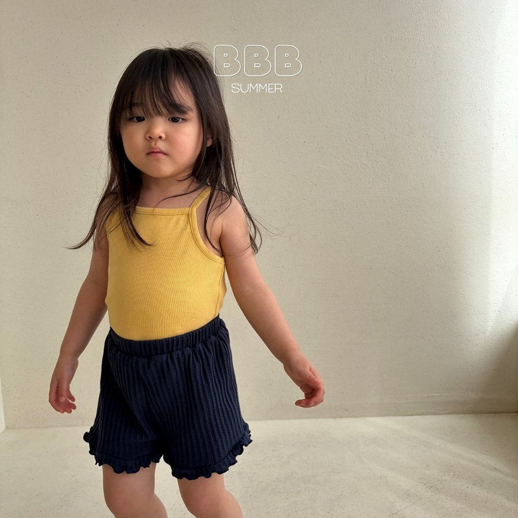 正韓夏bella_bambina 兩色直抗條花邊短褲