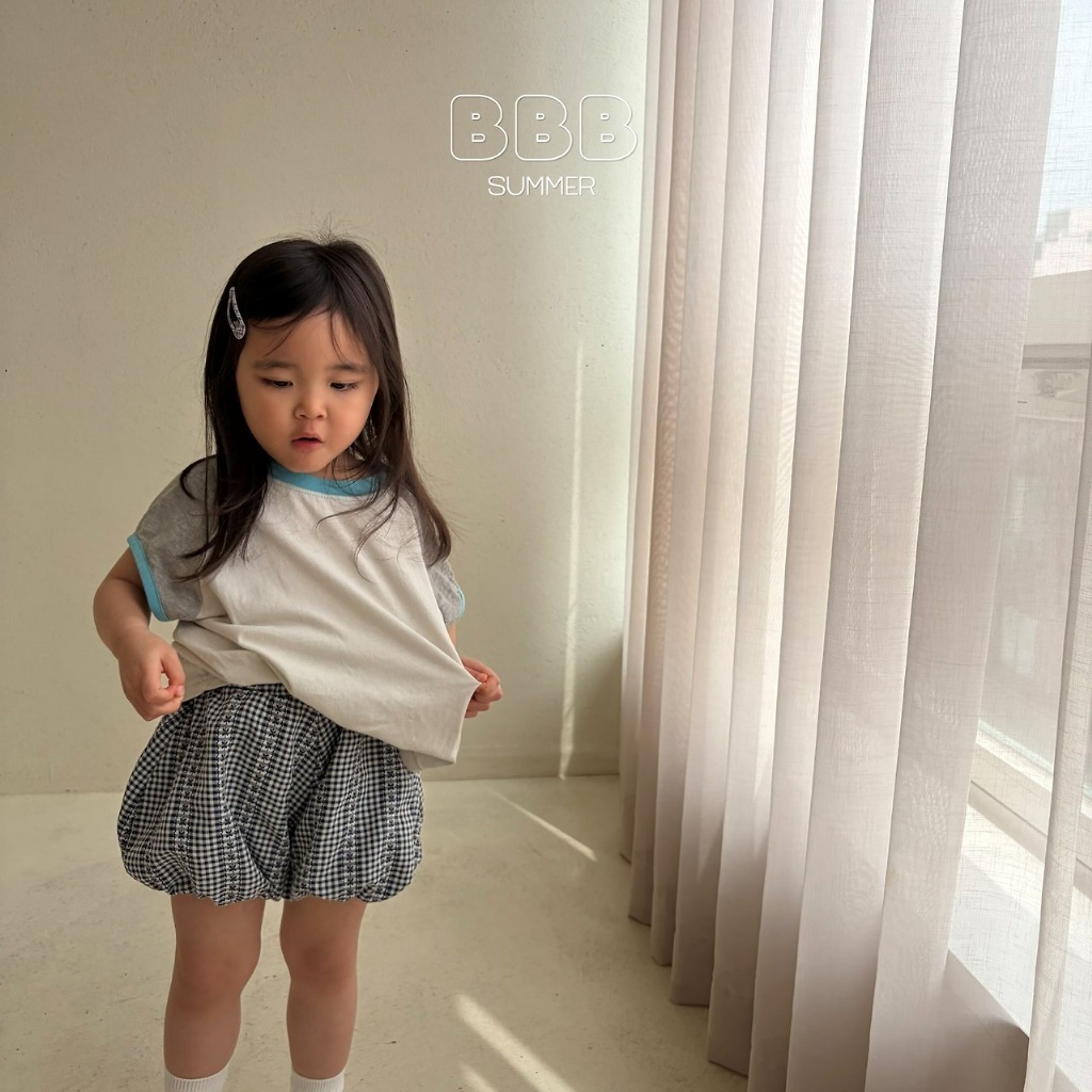 正韓夏bella_bambina 日系格紋花苞短褲