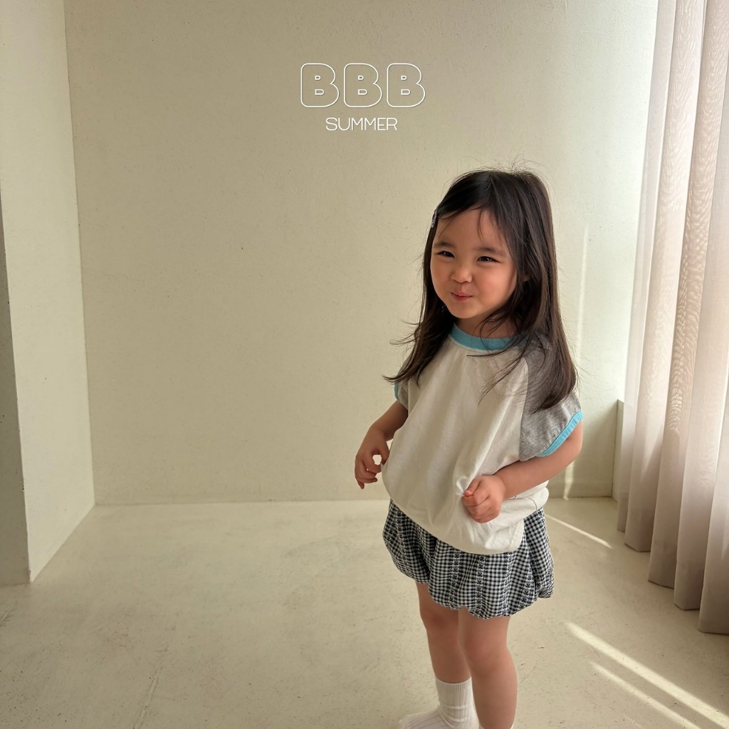 正韓夏bella_bambina 日系格紋花苞短褲