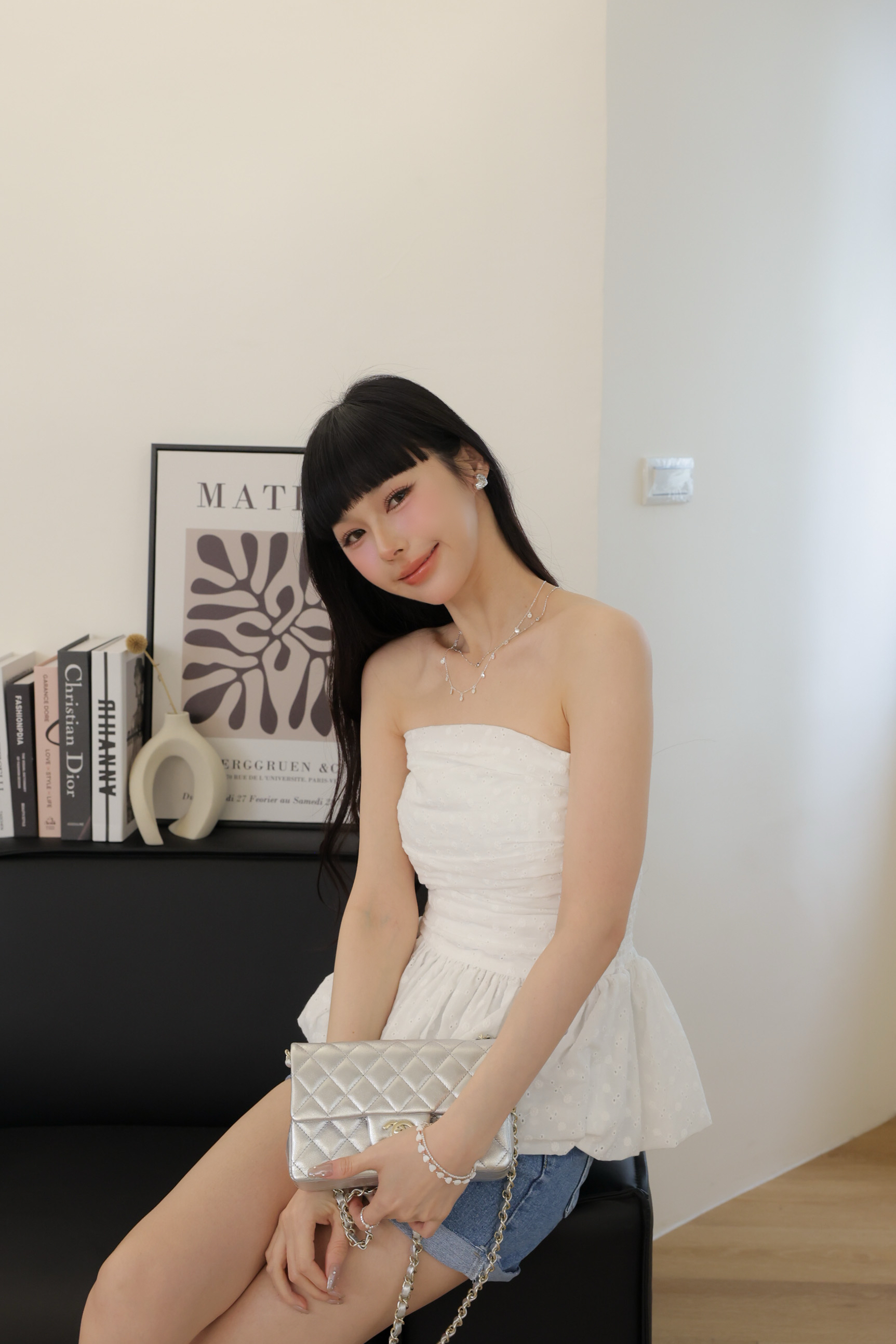 法式平口緹花上衣 HC35