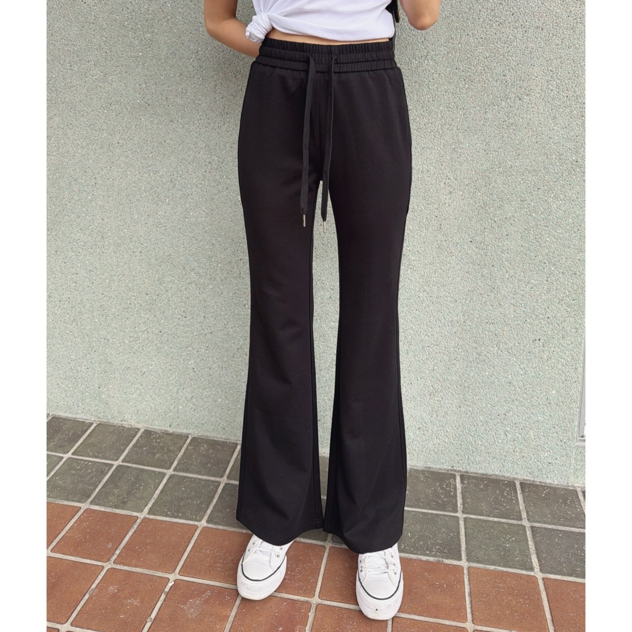 ［預購］🔥04.29春夏新品］💥加大尺碼不加價］品牌款🇰🇷正韓高腰鬆緊腰抽繩涼感提臀神褲（黑色/S-2XL）