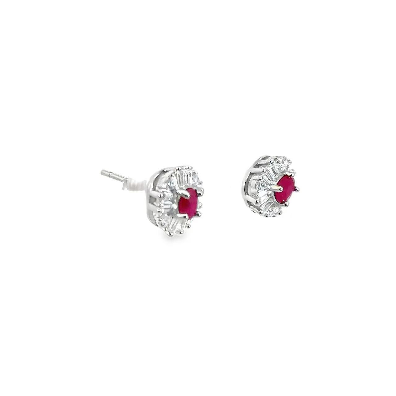 จิวเวลรี่มินิมอล｜ทับทิม｜เงิน S925｜ต่างหูสตั๊ด｜R119