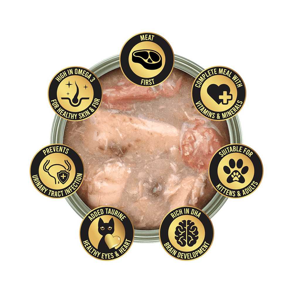 高竇貓 - [黑標] 吞拿魚三文魚肉汁 貓罐頭 80g X 原箱24罐