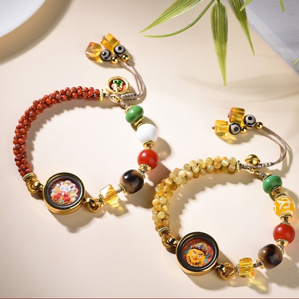 手環 唐卡手鍊 手鍊 玉石手串 南紅瑪瑙手鍊 飾品 串珠編織手鍊 黃財神手鍊 狐仙手串 女生手鍊 招財納福 禮物 791