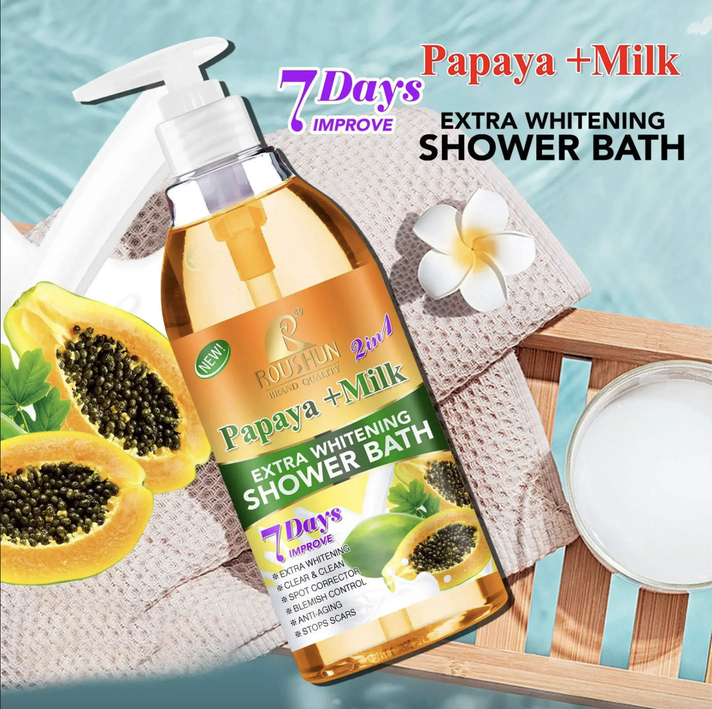 Roushun Papaya + Milk Extra Whitening Shower Bath