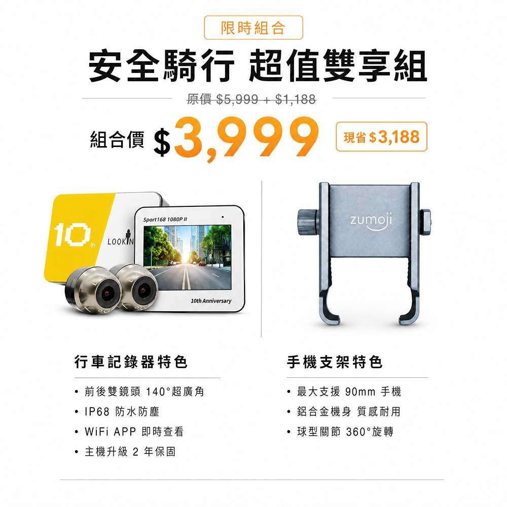 【通勤耐用款】Sport168二代週年紀念、蝦皮熱銷No.1，千名用戶推薦機車行車記錄器