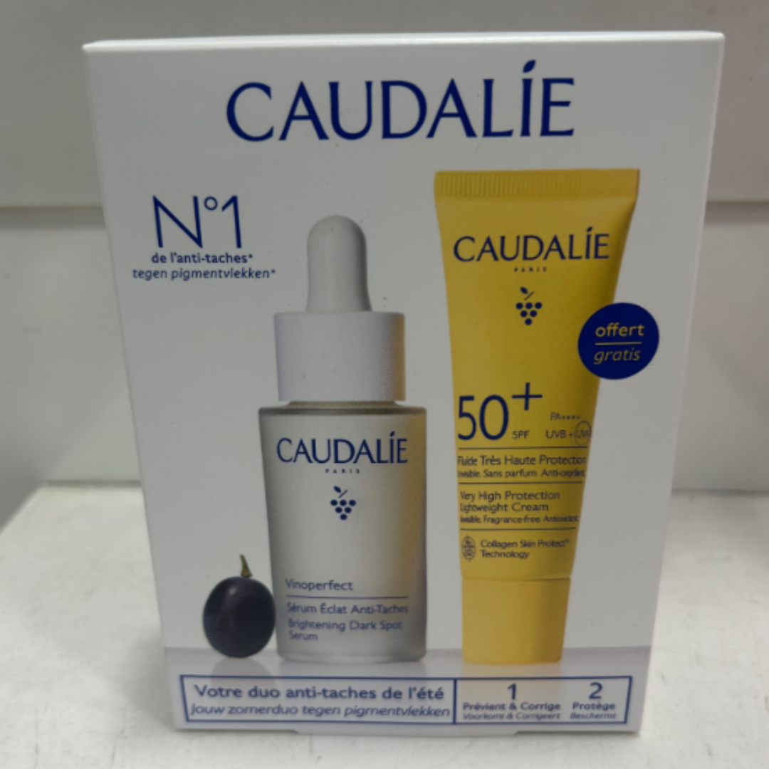 FRA-LLG0429-936 Caudalie Vinoperfect Brightening Dark Spot Serum 30ml + Very High Protection Lightweight Cream 20ml (A7)