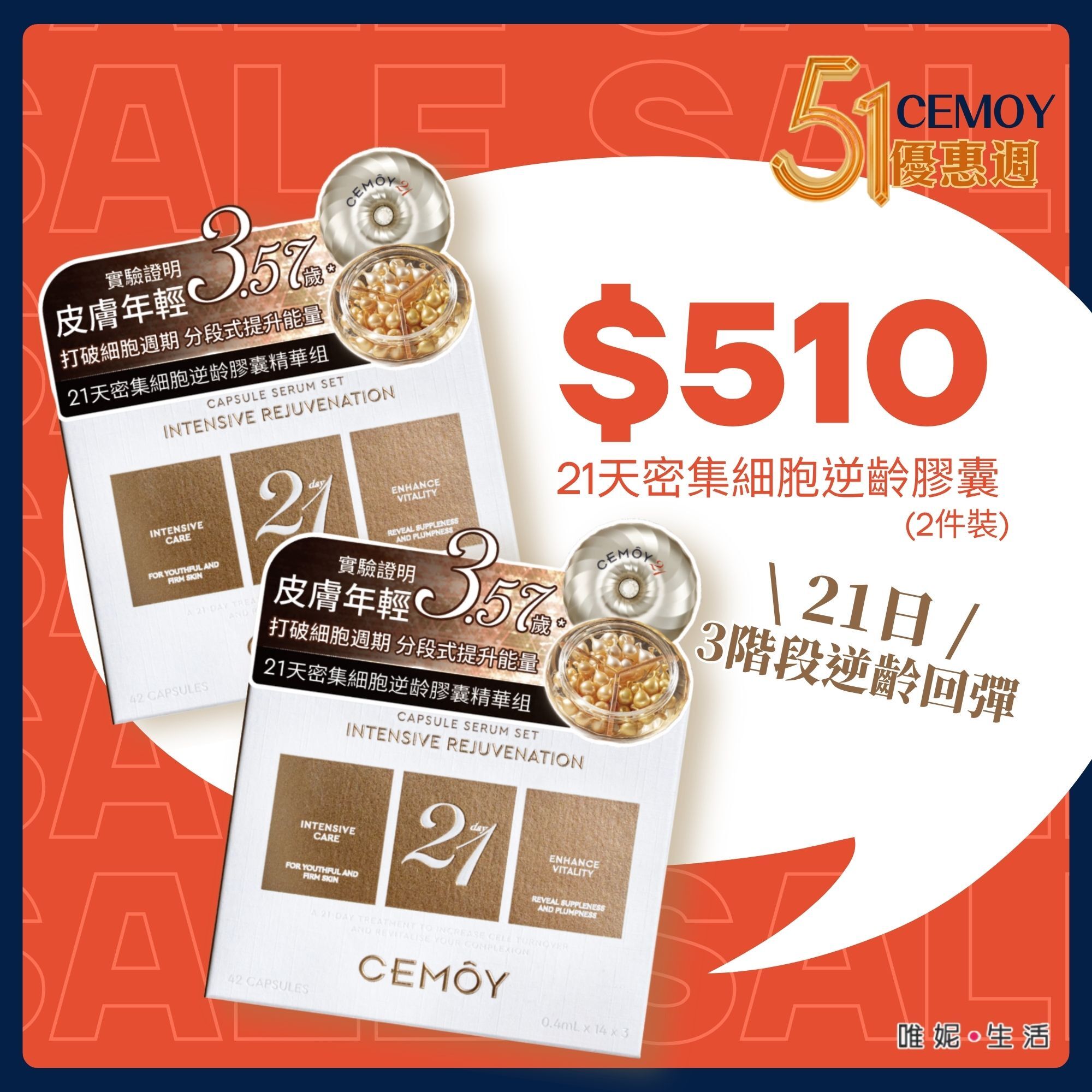 【$510孖裝】CEMOY 21天密集抗皺緊緻膠囊精華組