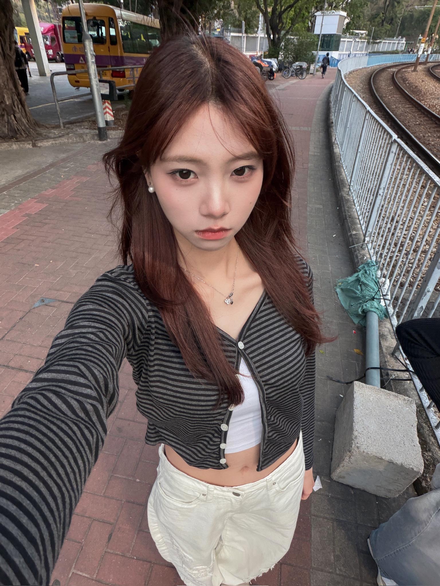 軟熟條紋修腰薄外套