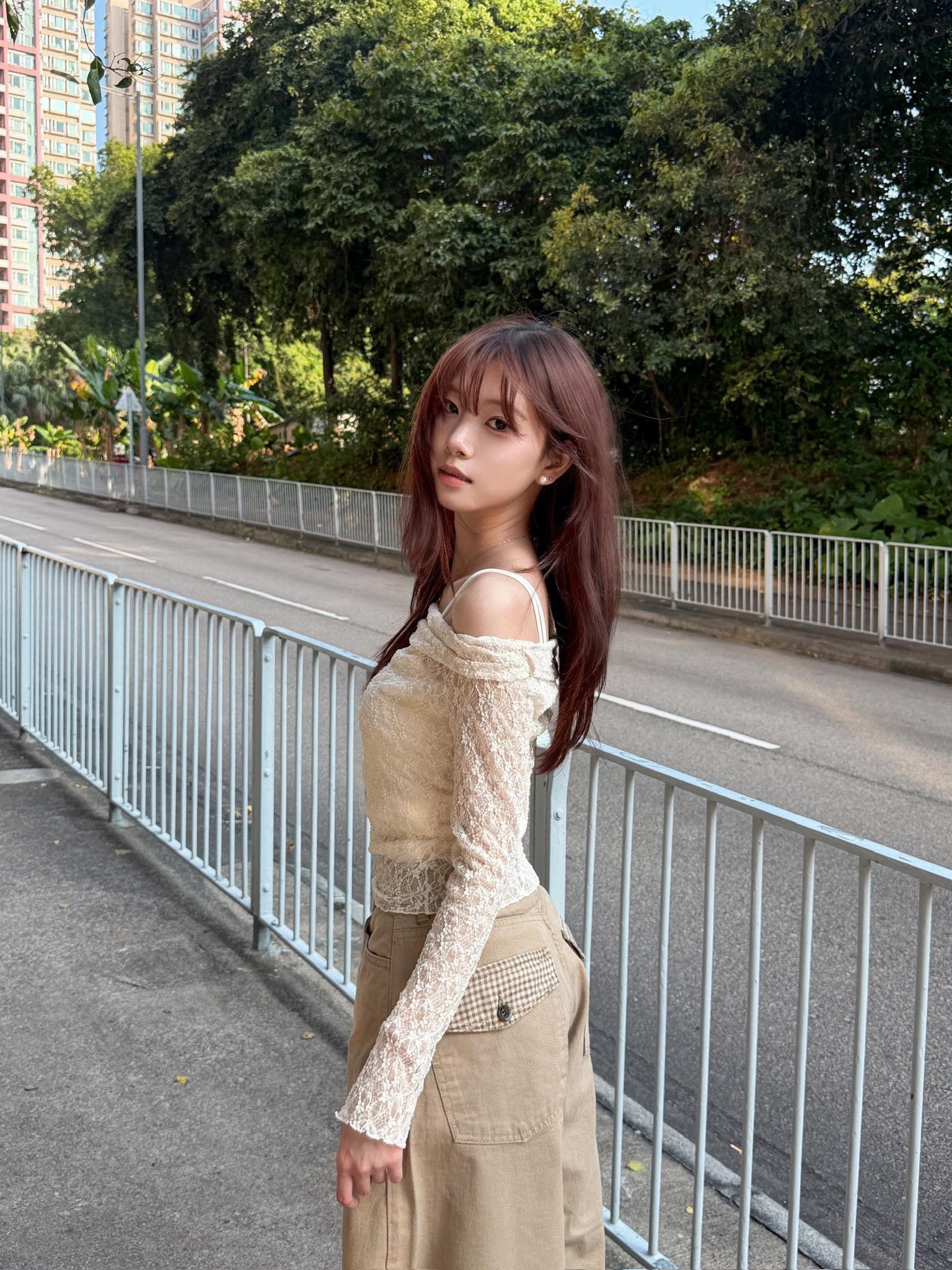 Girlish Lace One Shoulder Top Set