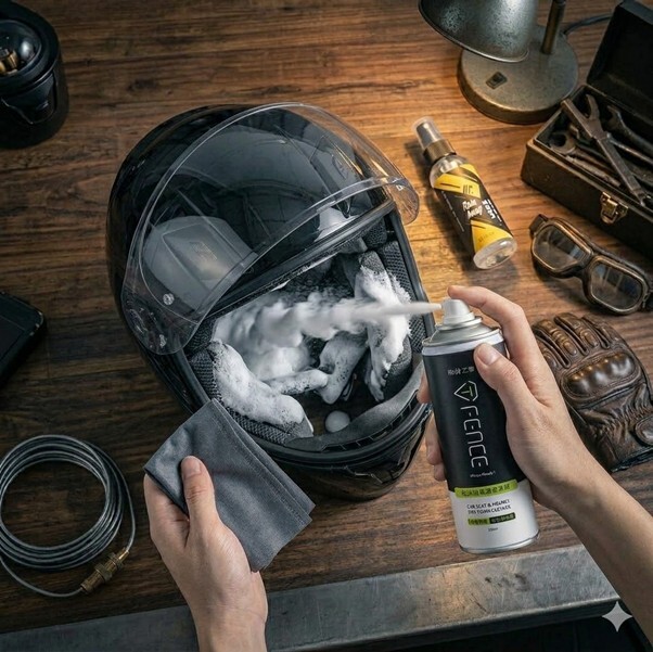 安全帽使用防御工事乾洗消臭清潔慕斯