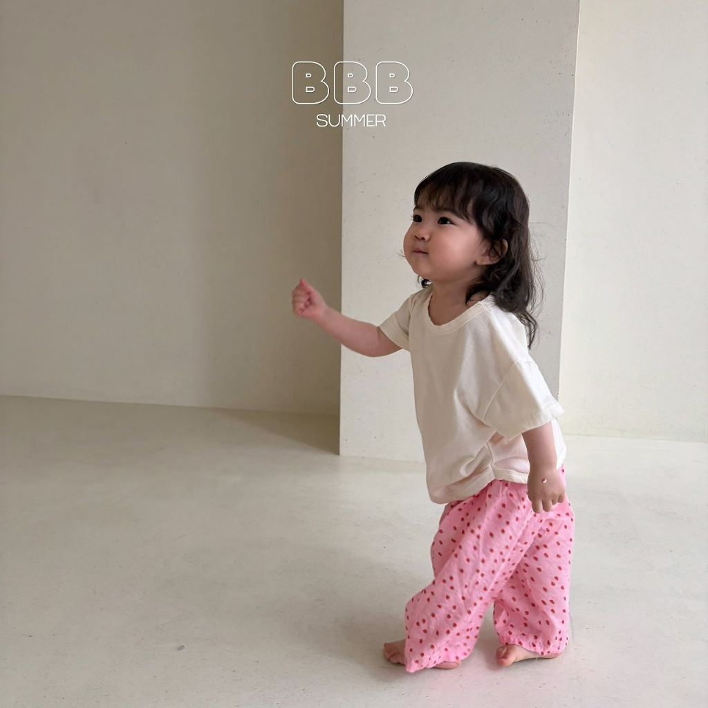 正韓夏bella_bambina 嫩嬰小童兩色草莓直筒褲
