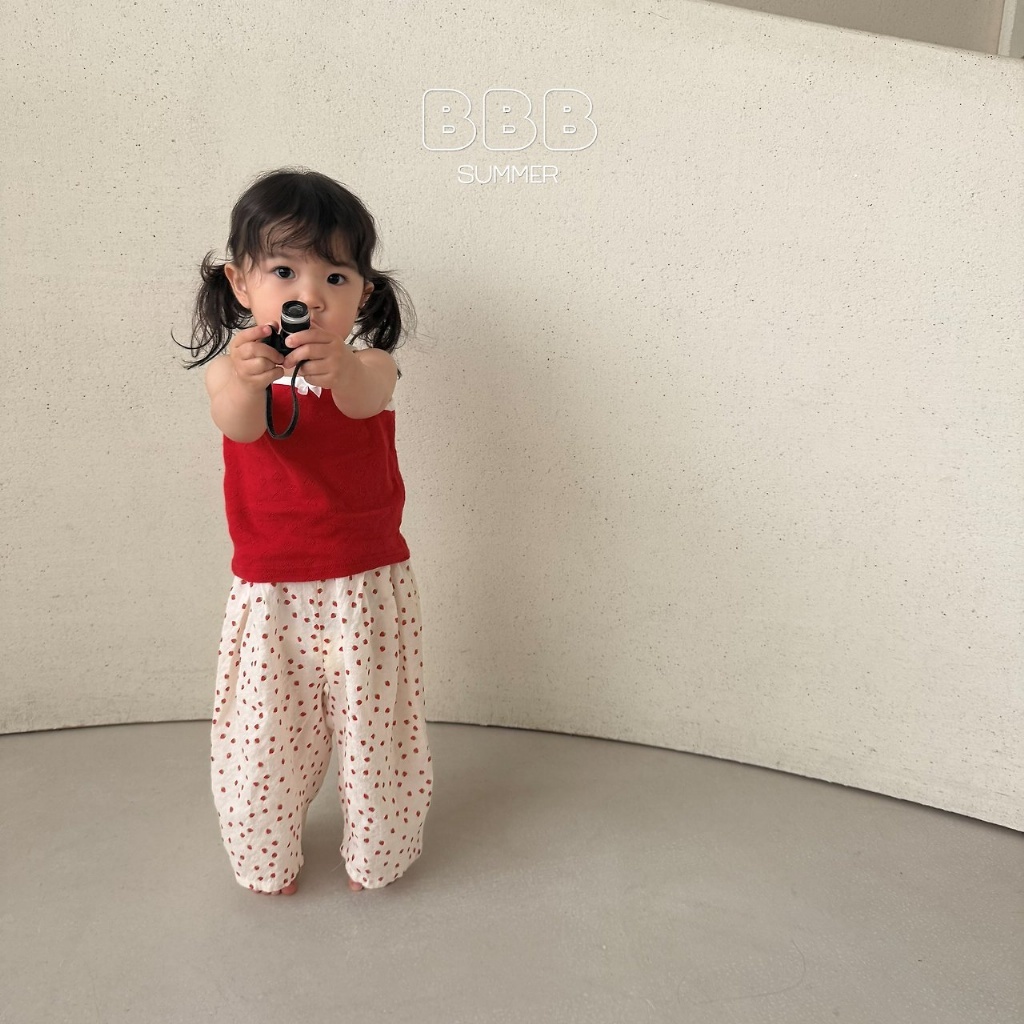 正韓夏bella_bambina 嫩嬰小童兩色草莓直筒褲