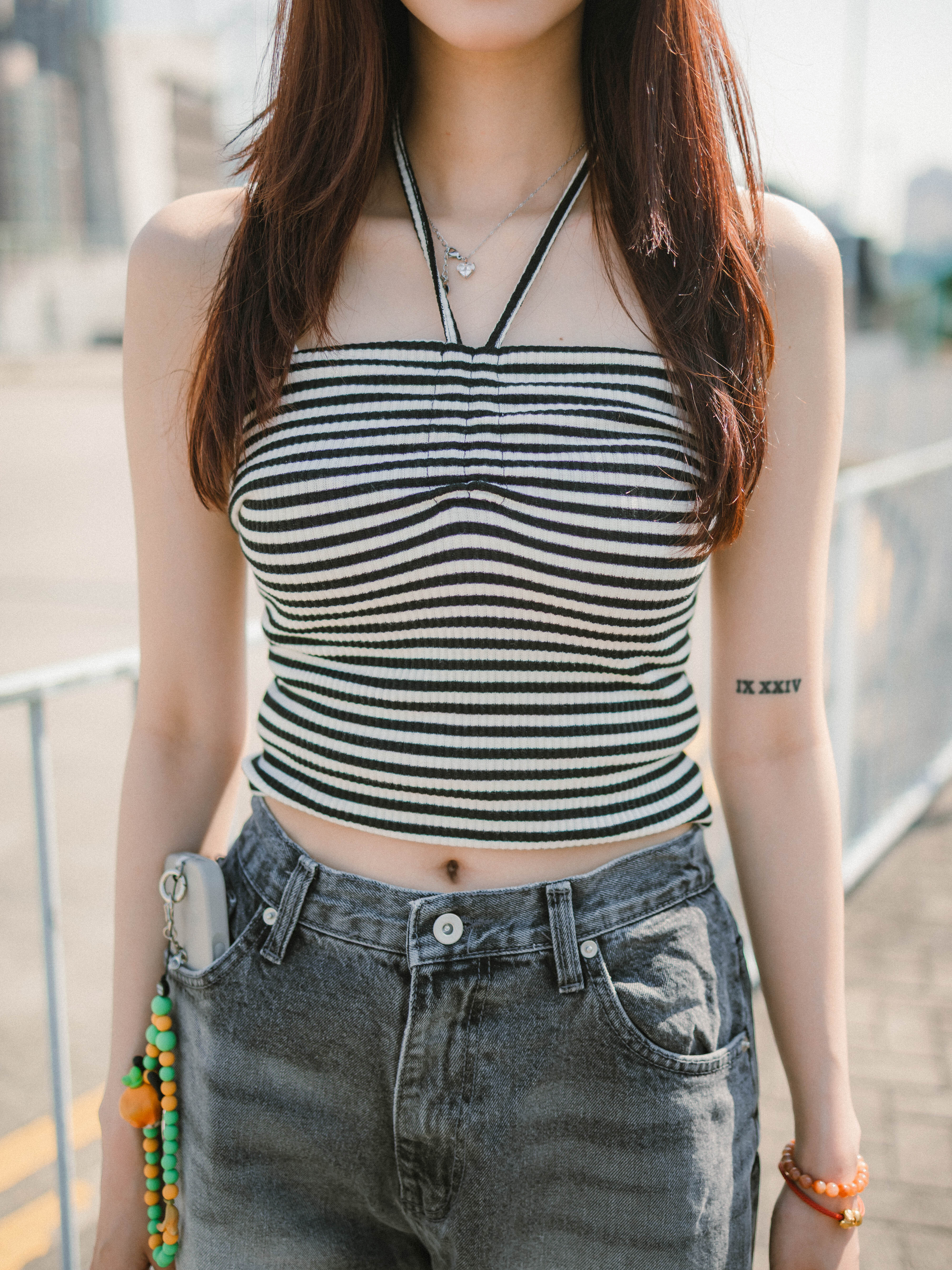 Hot Girl！間紋抽繩Tube Top