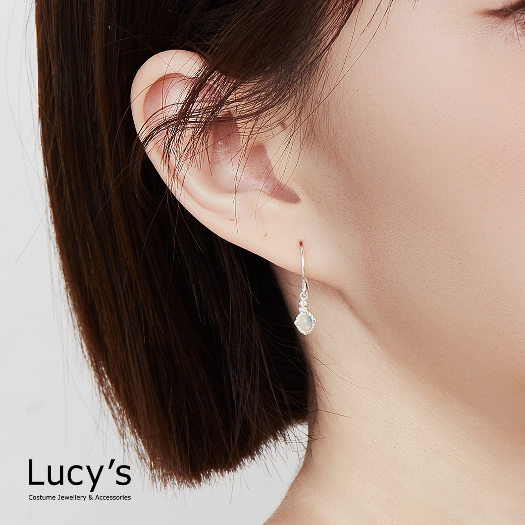 LUXURY 系列｜925純銀 晶透蛋白石 耳勾耳環 (129905)