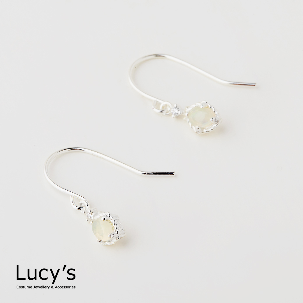 LUXURY 系列｜925純銀 晶透蛋白石 耳勾耳環 (129905)