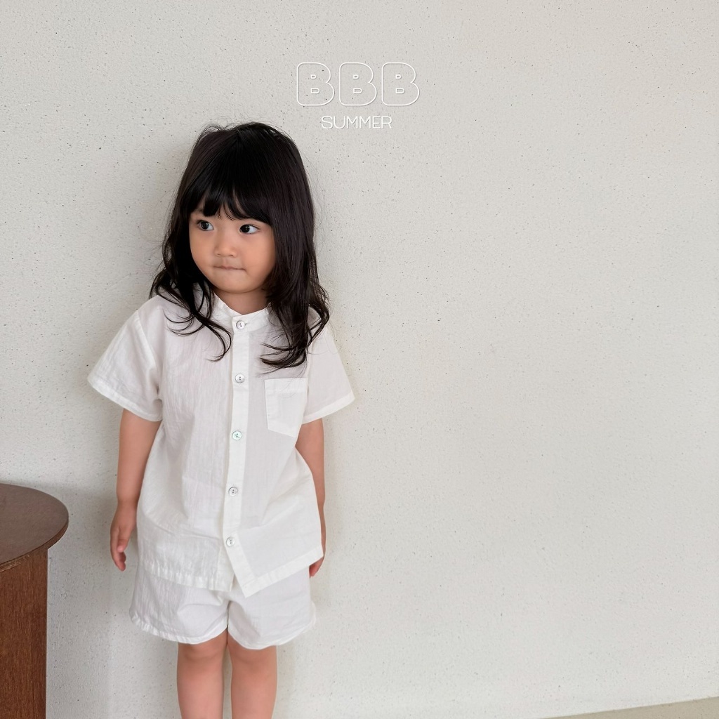 正韓夏bella_bambina 嫩嬰小童兩色亨利領短褲套裝