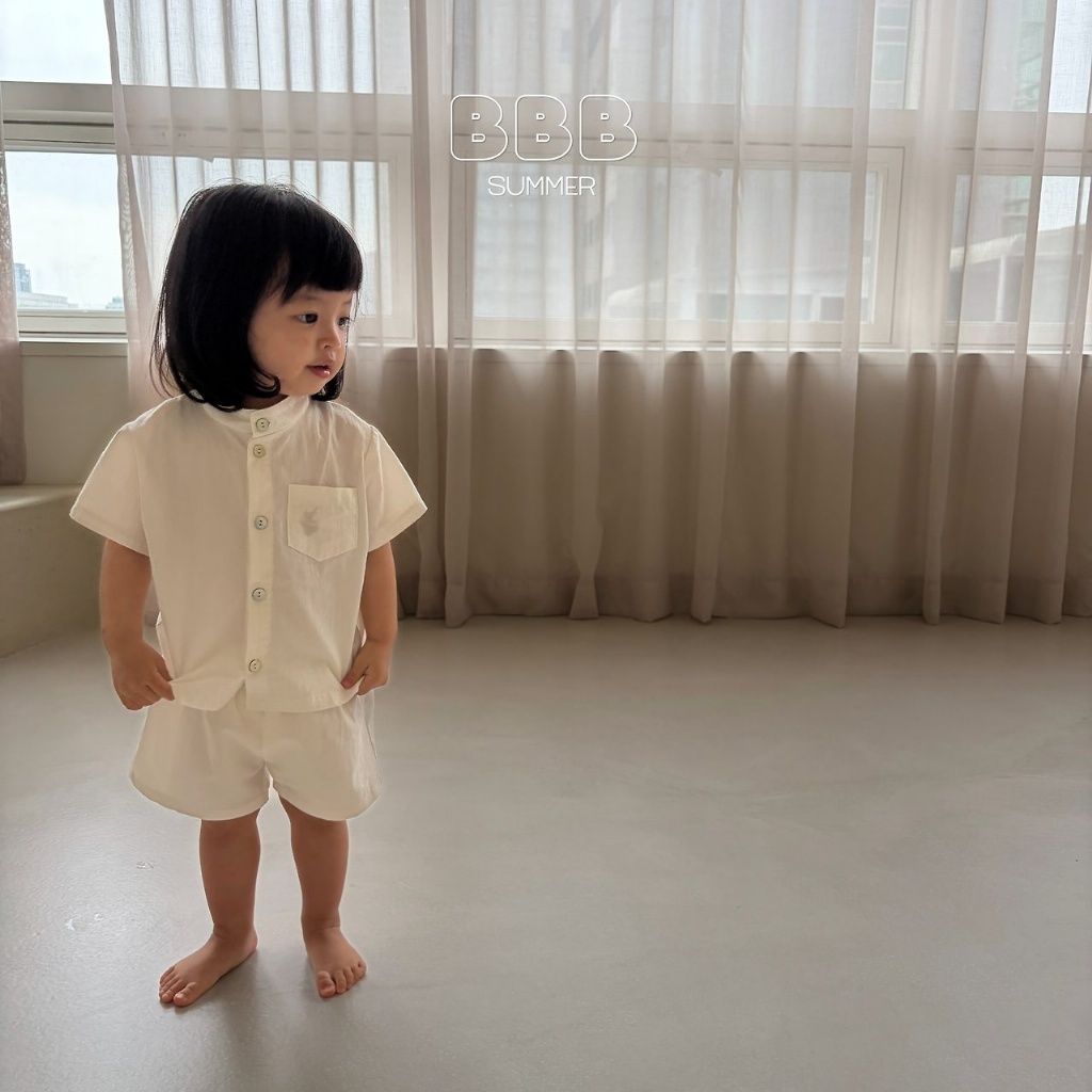 正韓夏bella_bambina 嫩嬰小童兩色亨利領短褲套裝