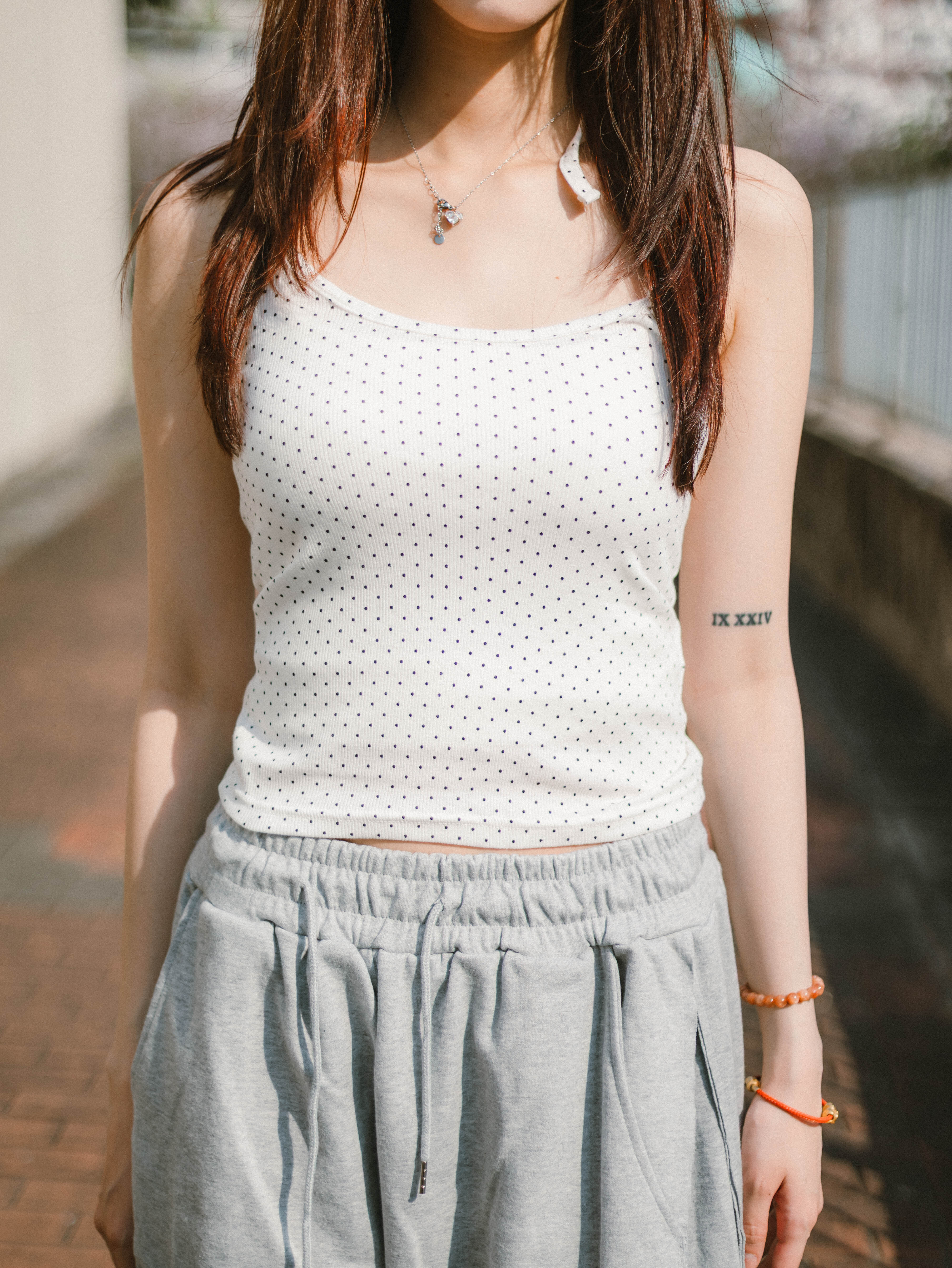 百搭波點掛頸綁帶背心