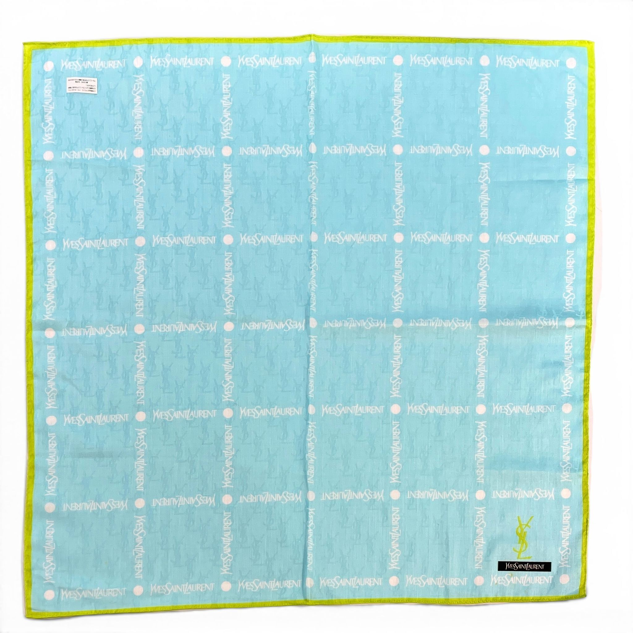 全新YSL絲巾/手帕 55x55cm 淺藍色100%純棉 #BRAND NEW #香榭站正品
