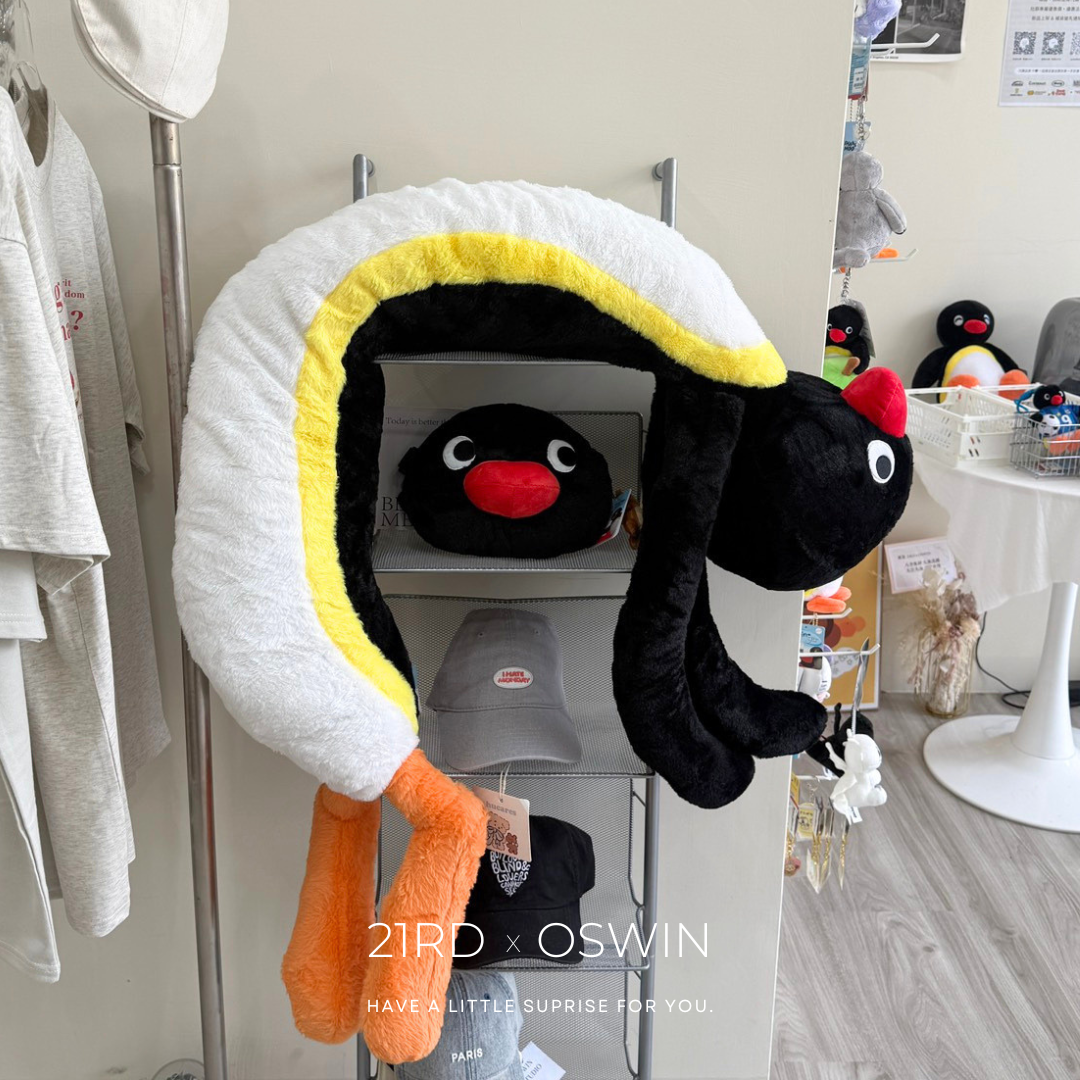 🐧 PINGU 企鵝家族 療癒系陪睡型 彎彎長鵝 超長抱枕