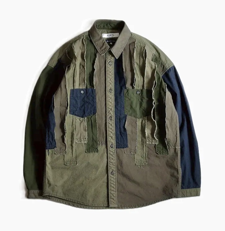 FDMTL JAPAN OBI STRIPE SHIRT RINSE - OLIVE PRE ORDER ITEM (預訂中)
