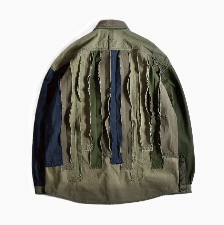 FDMTL JAPAN OBI STRIPE SHIRT RINSE - OLIVE PRE ORDER ITEM (預訂中)