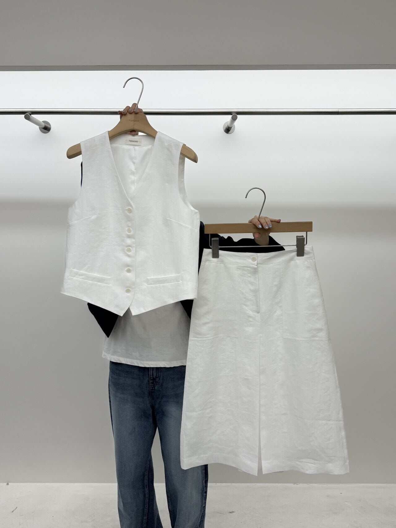 TG6103 亞麻材質A字半裙