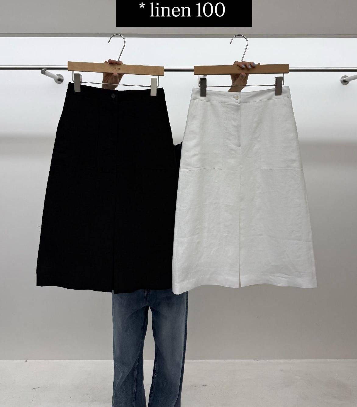 TG6103 亞麻材質A字半裙