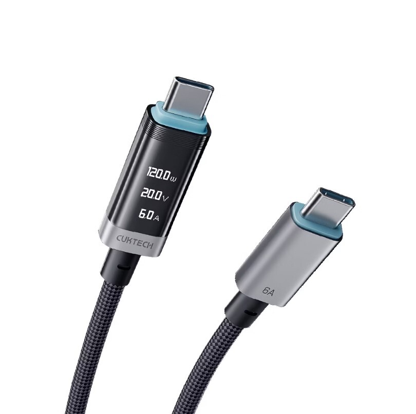 CUKTECH 酷態科 240W TYPE-C OLED 數據顯示 6A 編織 數顯電能線 E-Marker智慧晶片 1.5m/2m (CTC615P/CTC620P)
