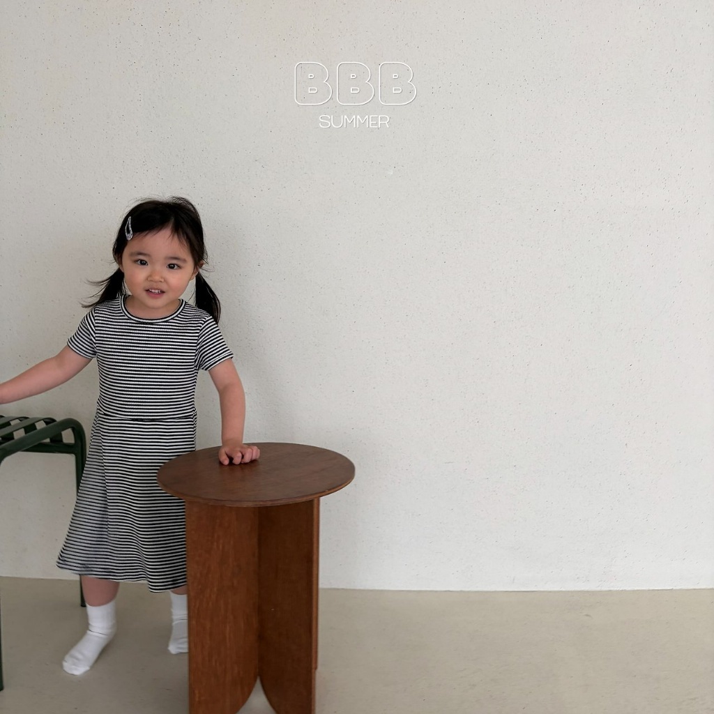 正韓夏bella_bambina 日常經典黑白條紋洋裝